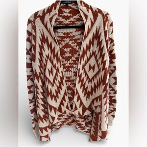 Angie Geometric Cardigan - Cream and Brown